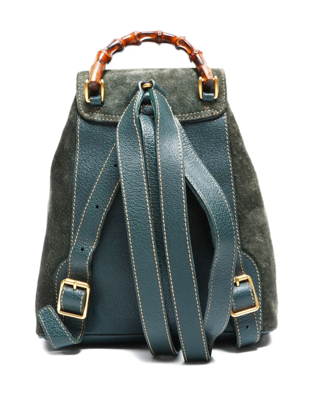 Pre-owned Gucci 1990-2000 Bamboo Backpack In Green