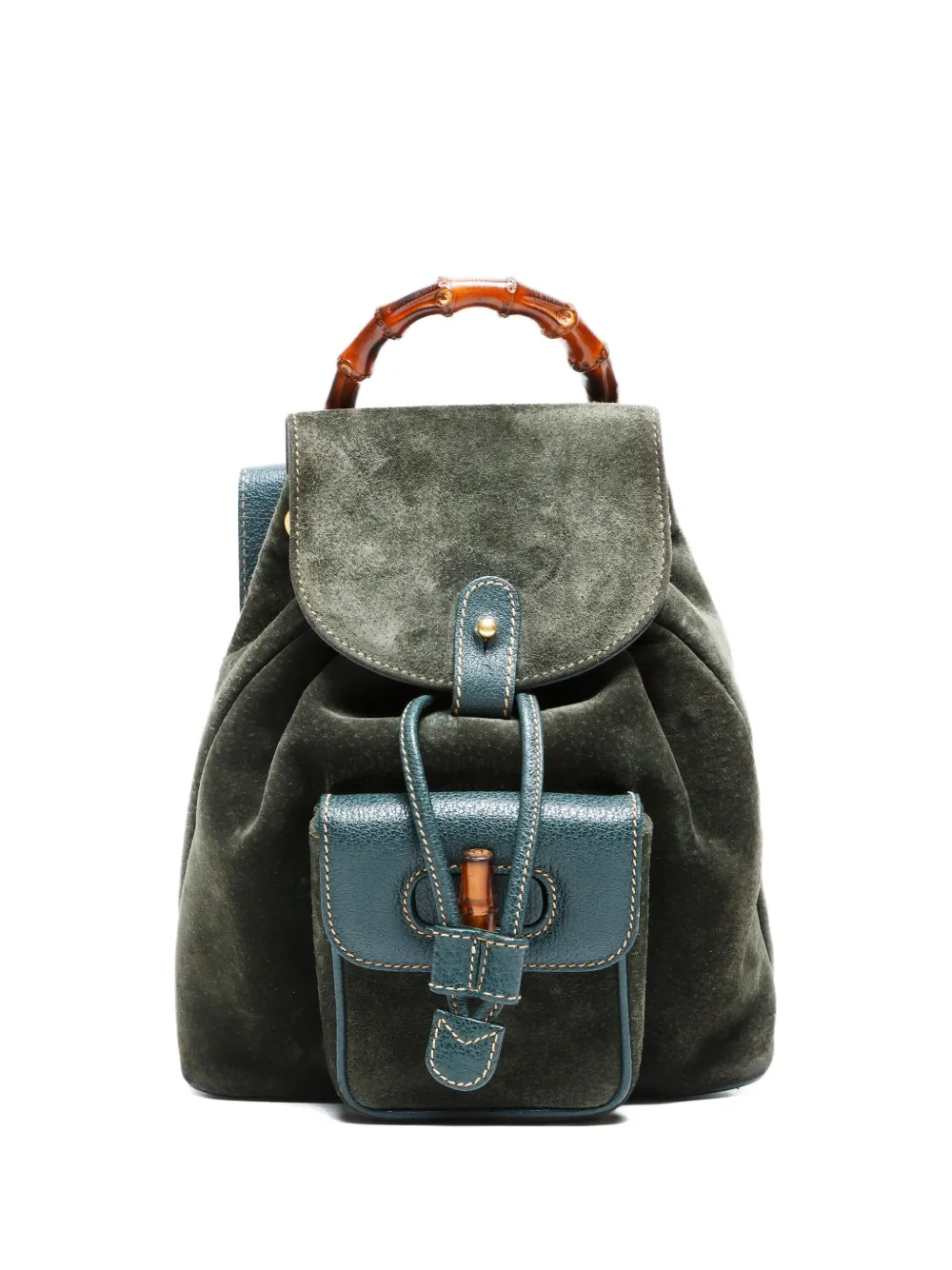 Pre-owned Gucci 1990-2000 Bamboo Backpack In Green