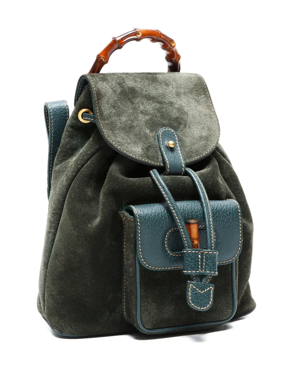 Pre-owned Gucci 1990-2000 Bamboo Backpack In Green