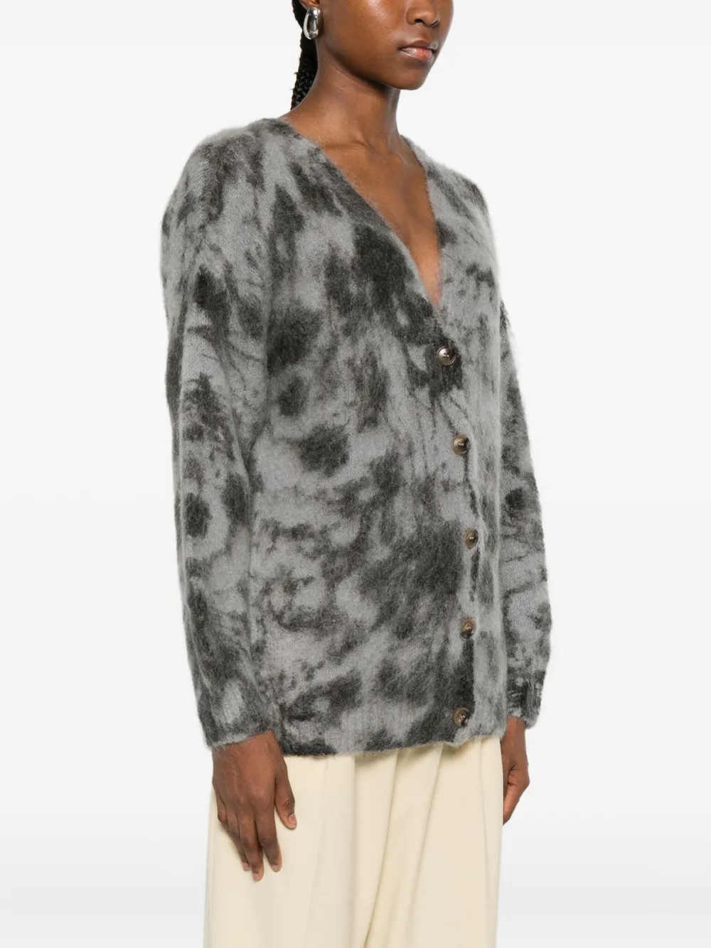 Solotre V-neck Cardigan In Gray
