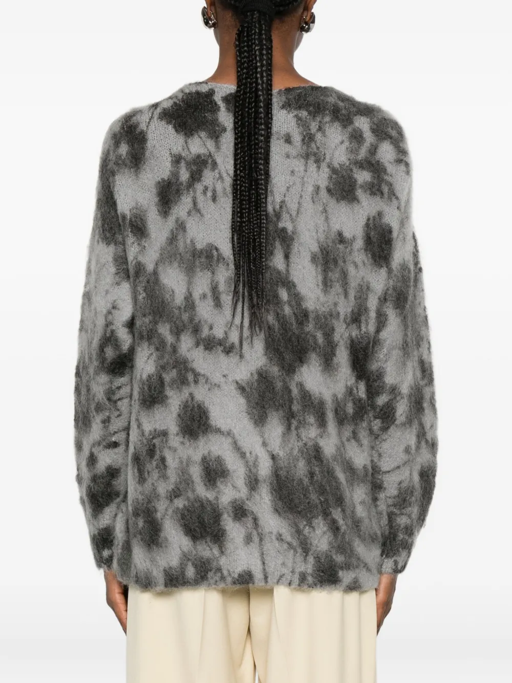 Solotre V-neck Cardigan In Gray