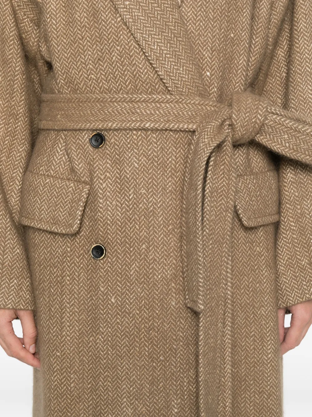 Uma Wang Double-breasted Belted Coat In Brown
