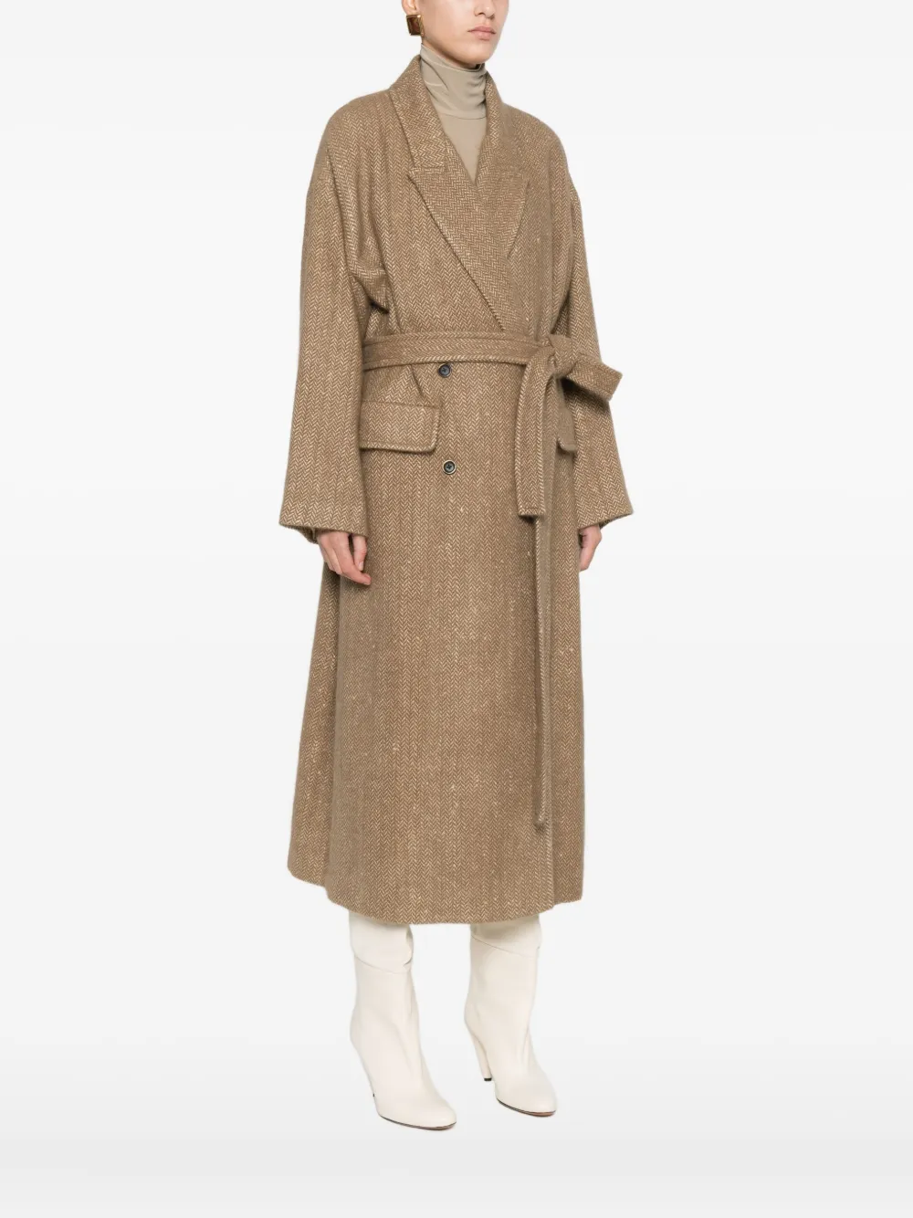 Uma Wang Double-breasted Belted Coat In Brown