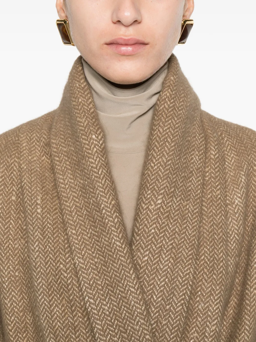 Uma Wang Jack met visgraatpatroon en ceintuur Beige