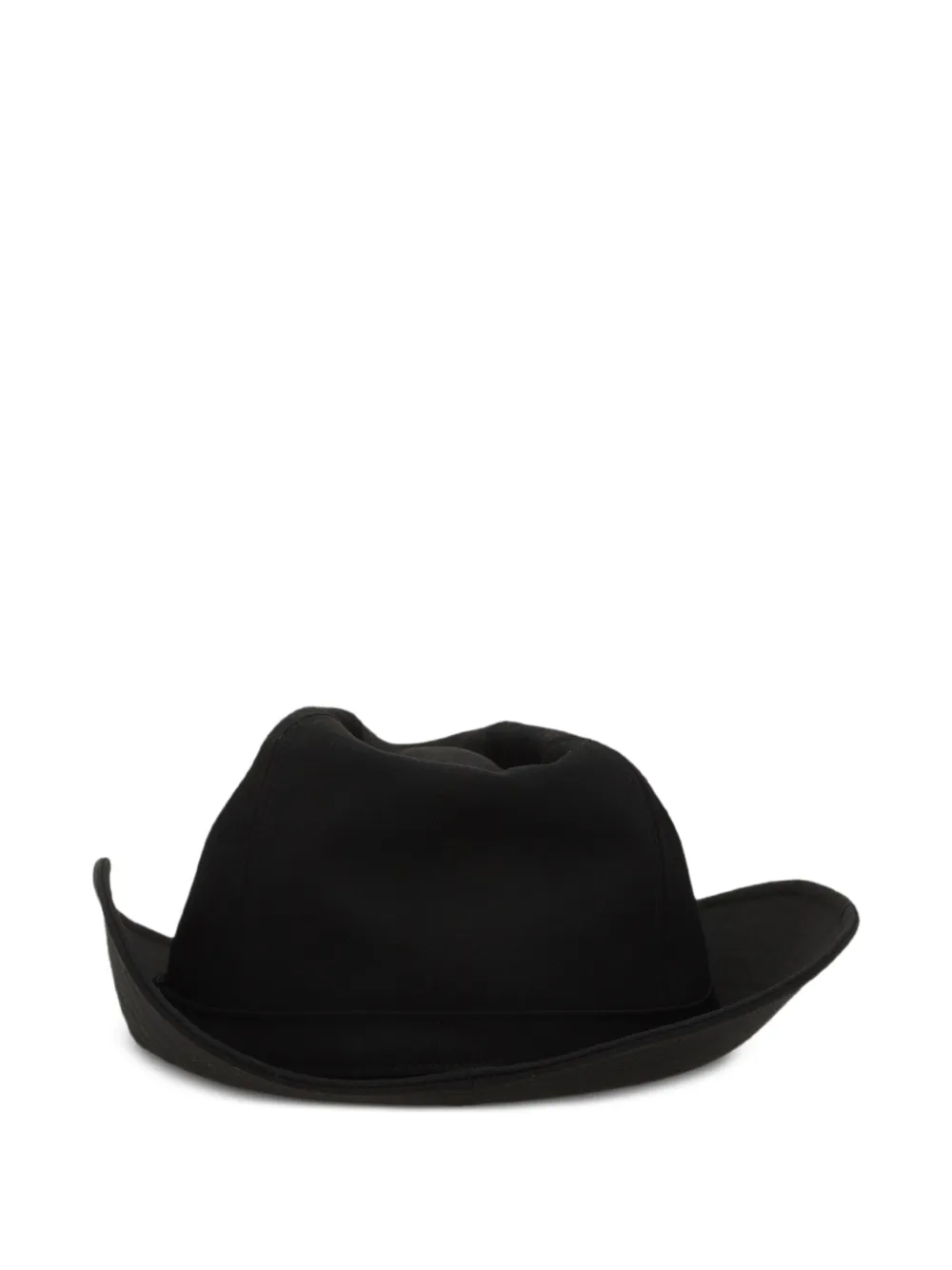 Yohji Yamamoto Fedora hoed met vlakken Zwart