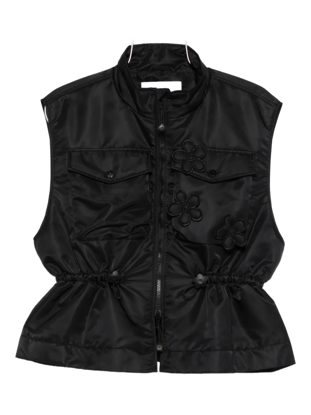 Cecilie Bahnsen Flower-appliqué Gilet In Black