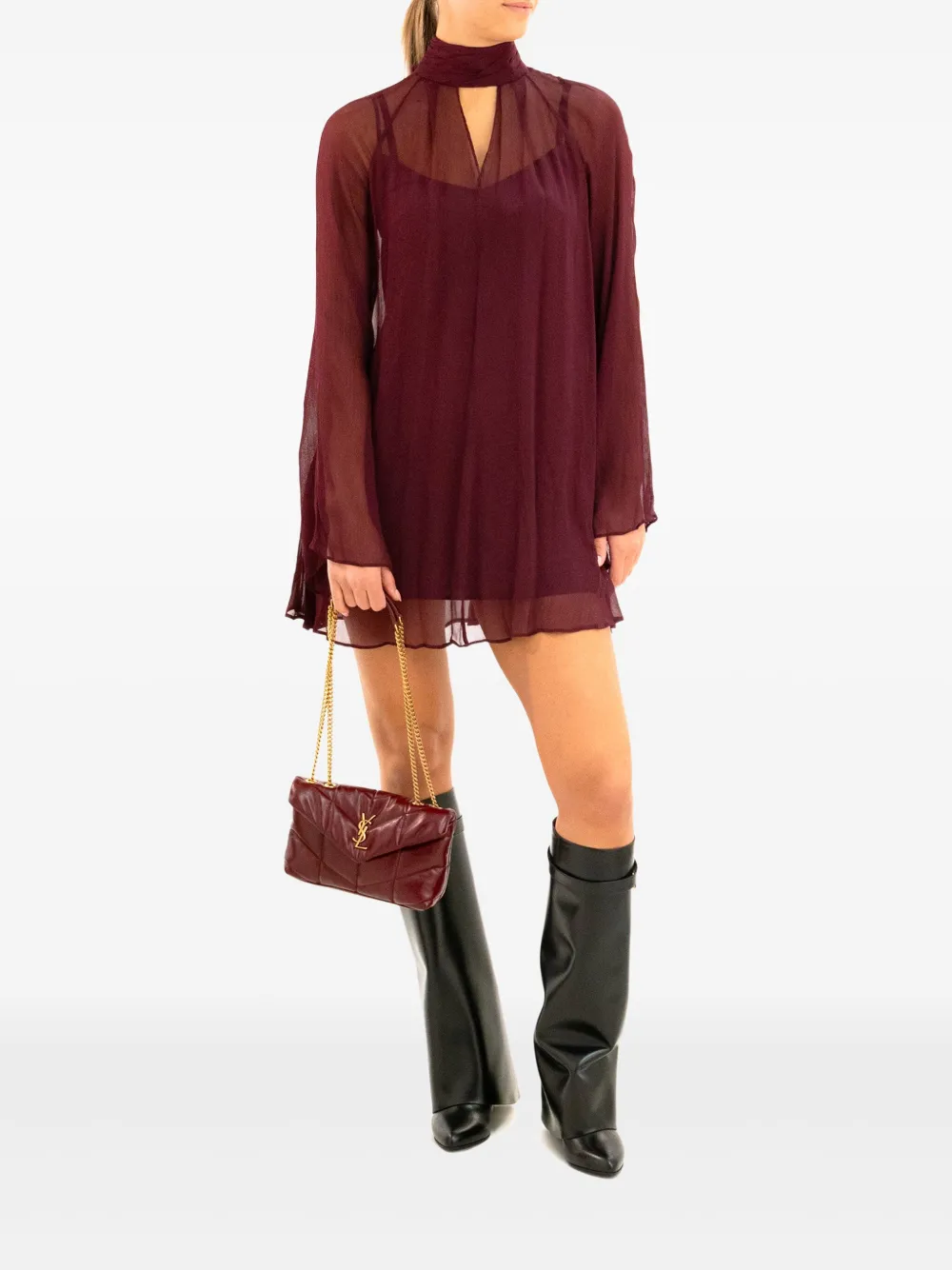 STAUD high-neck long-sleeve dress - Rood