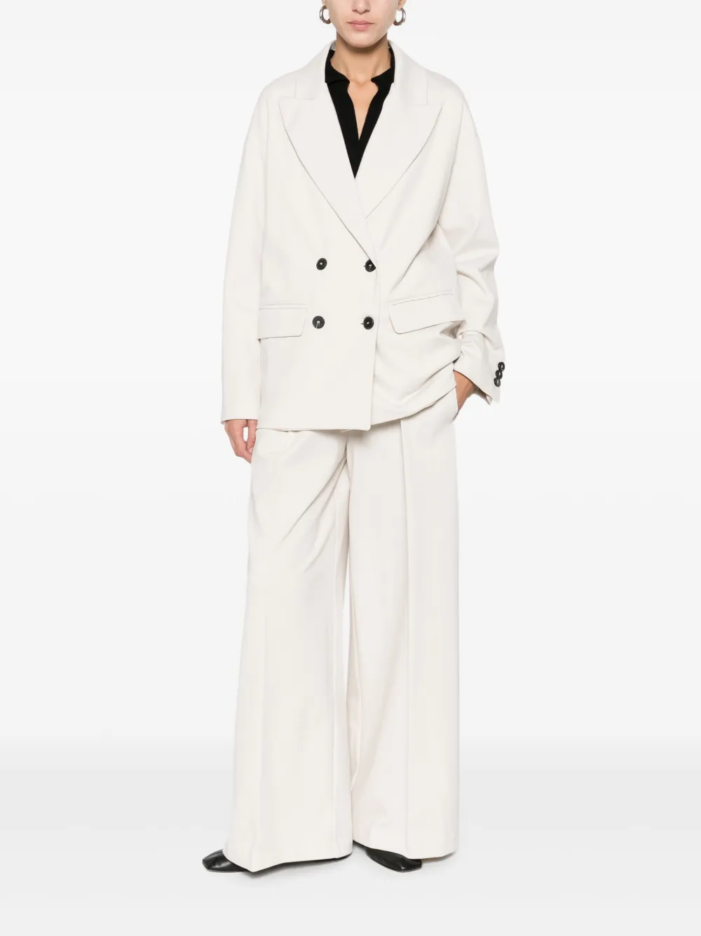 SOLOTRE Broek met elastische tailleband - Wit