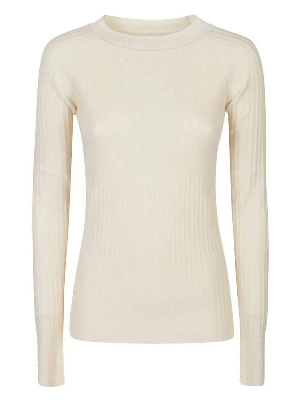 Patrizia Pepe Ribbed Long-sleeve T-shirt In Neutral