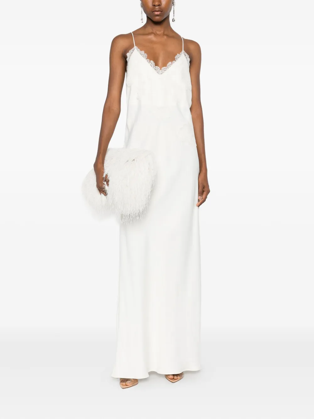 Róhe lace-trim midi dress - Wit