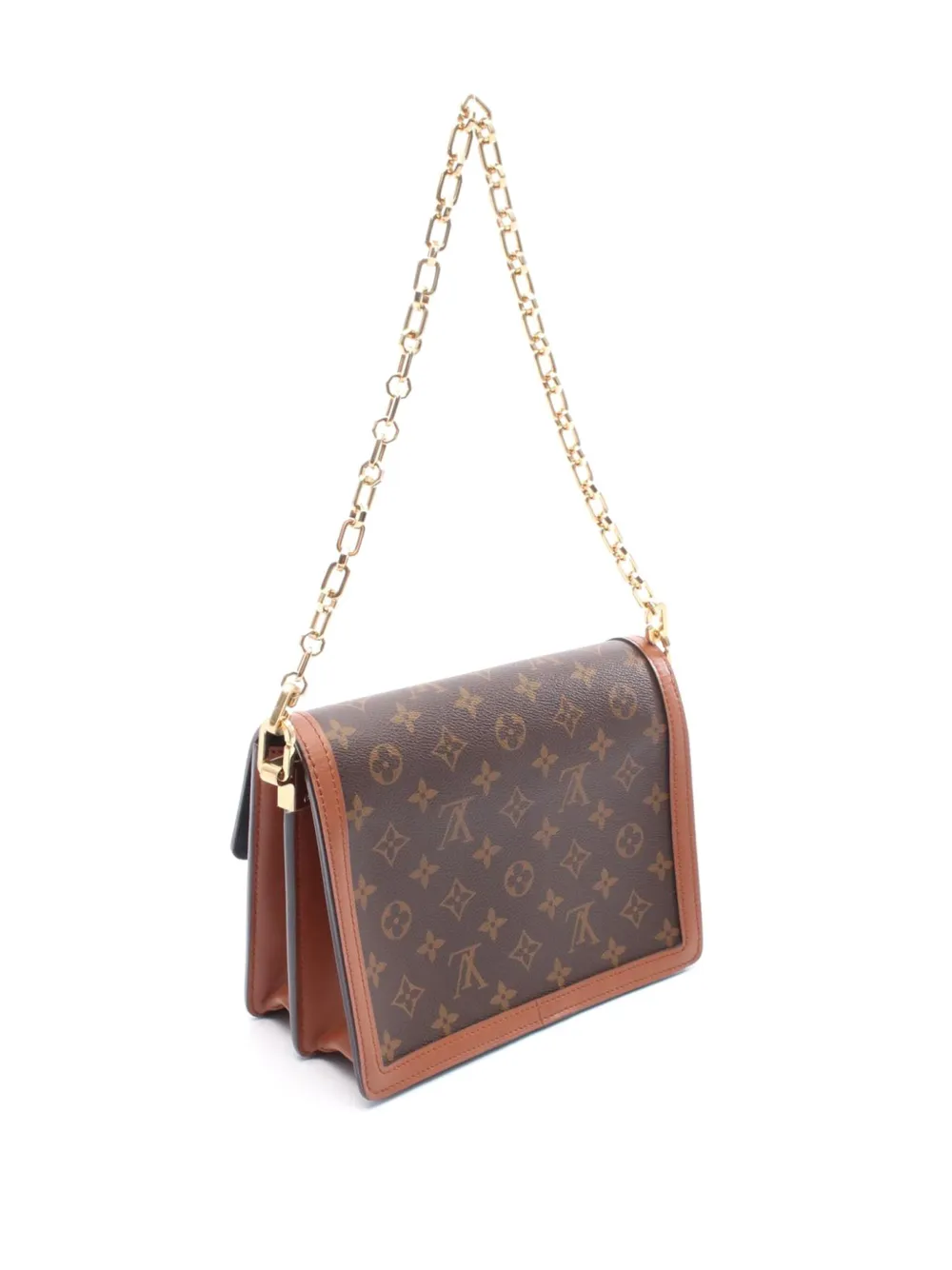 Pre-owned Louis Vuitton 2021-2025 Monogram Reverse Dauphine Mm Satchel In Brown