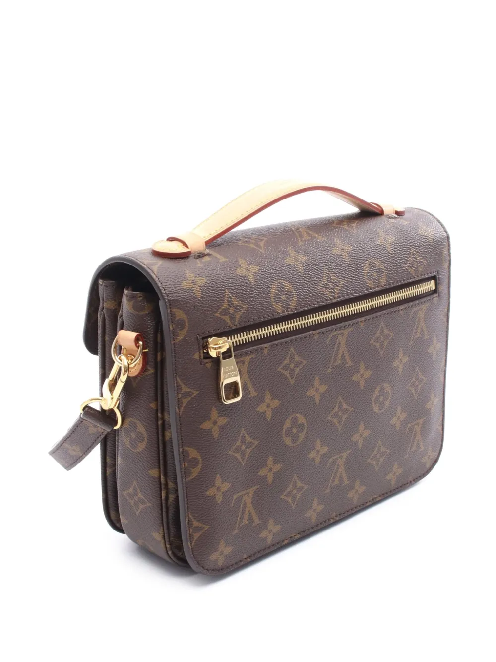 Pre-owned Louis Vuitton 2020 Monogram Pochette Metis Satchel In Brown