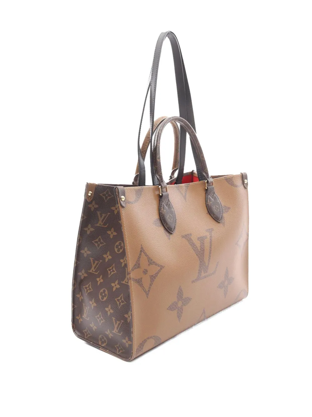 Pre-owned Louis Vuitton 2021-2025 Monogram Giant Onthego Mm Satchel In Brown
