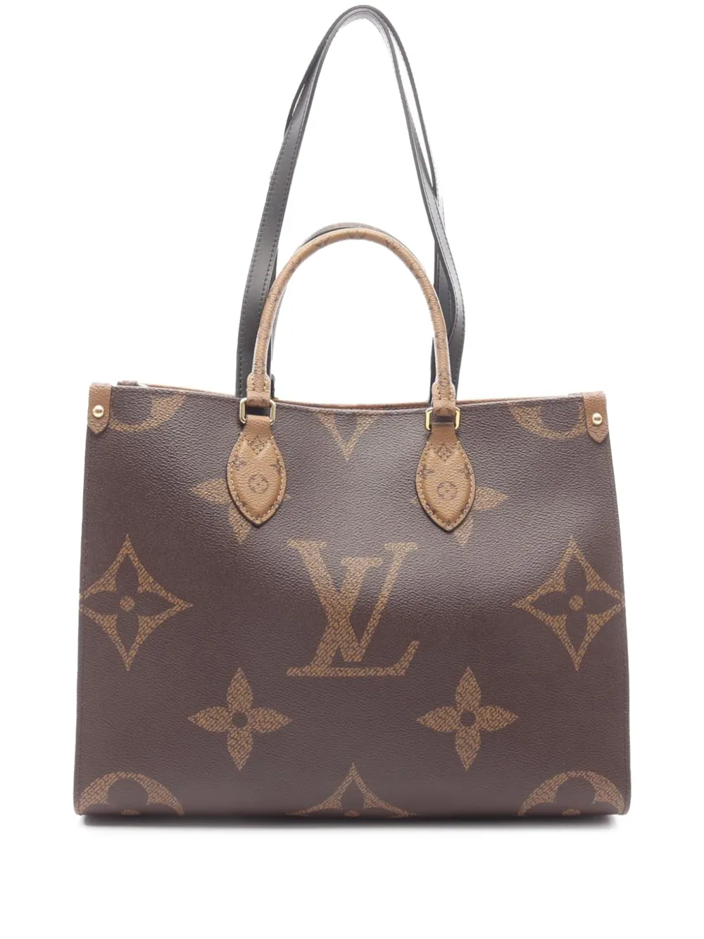 Pre-owned Louis Vuitton 2021-2025 Monogram Giant Onthego Mm Satchel In Brown