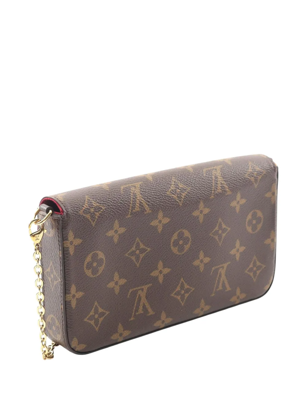Pre-owned Louis Vuitton 2020 Monogram Pochette Felicie Crossbody Bag In Brown