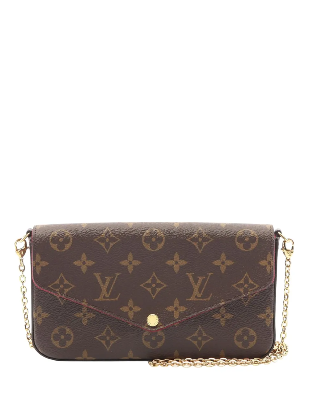 Pre-owned Louis Vuitton 2020 Monogram Pochette Felicie Crossbody Bag In Brown