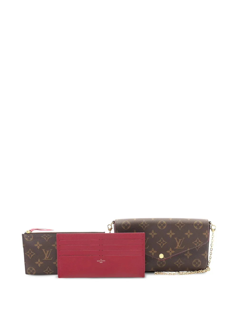 Pre-owned Louis Vuitton 2020 Monogram Pochette Felicie Crossbody Bag In Brown