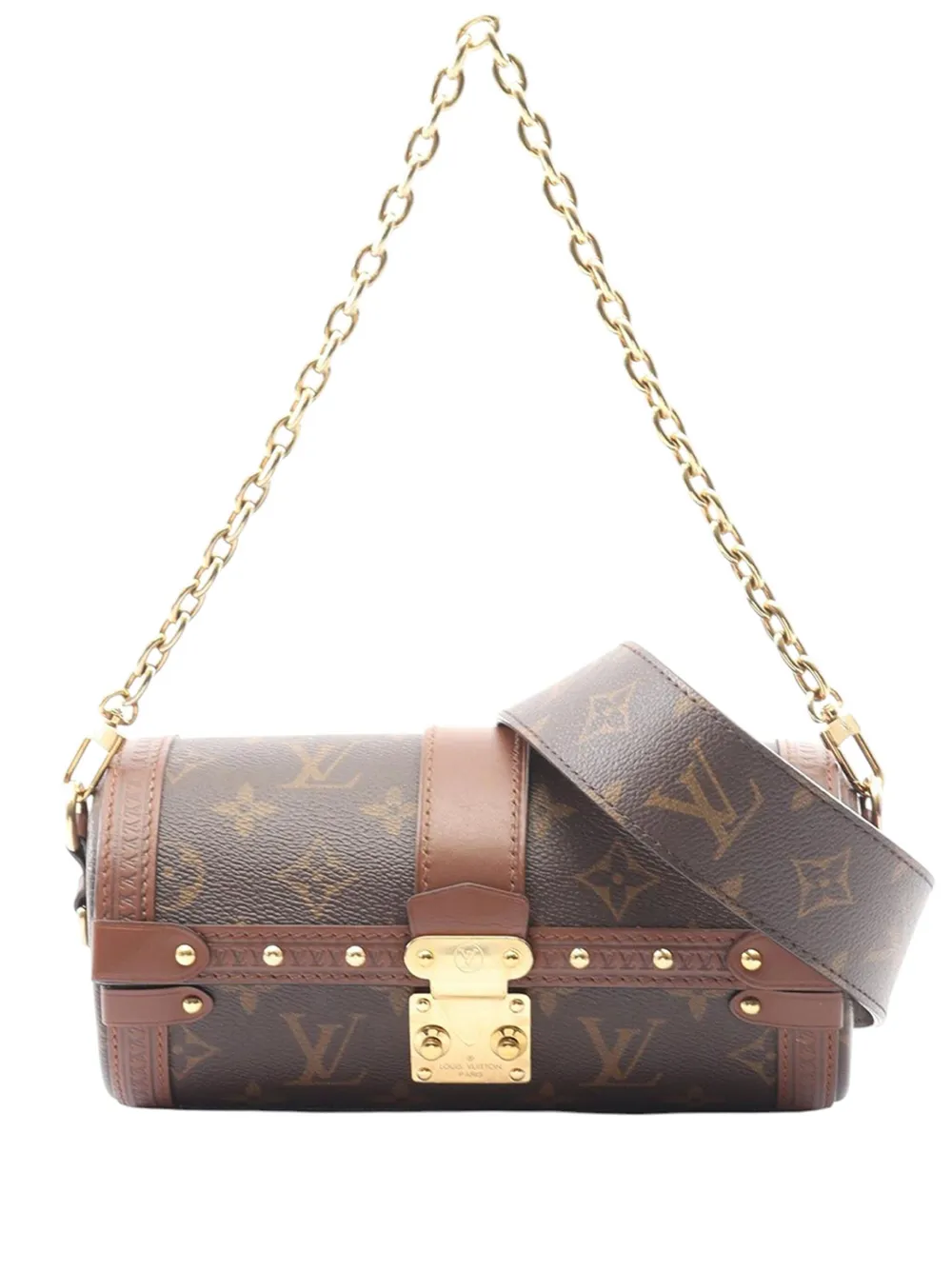 Pre-owned Louis Vuitton 2021-2025 Monogram Papillon Trunk Satchel In Brown