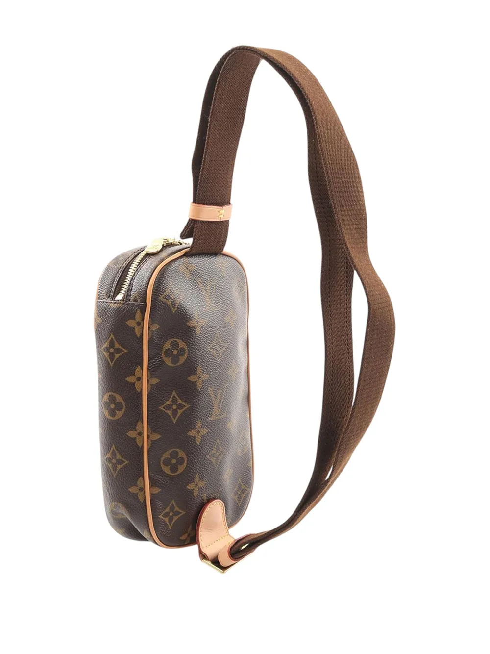 Pre-owned Louis Vuitton 2009 Monogram Pochette Gange Crossbody Bag In Brown