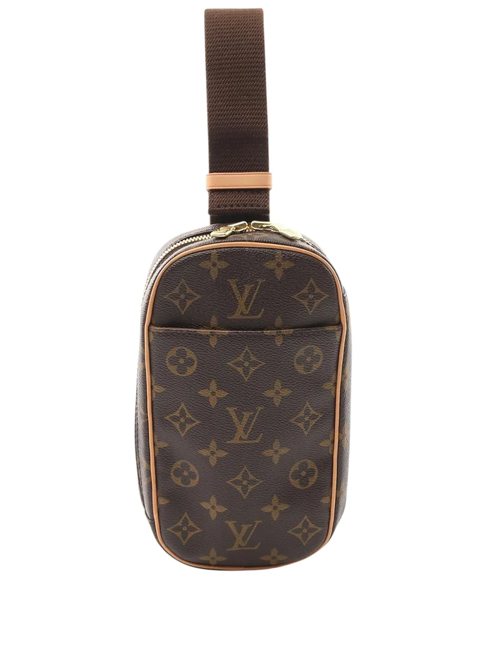 Pre-owned Louis Vuitton 2009 Monogram Pochette Gange Crossbody Bag In Brown