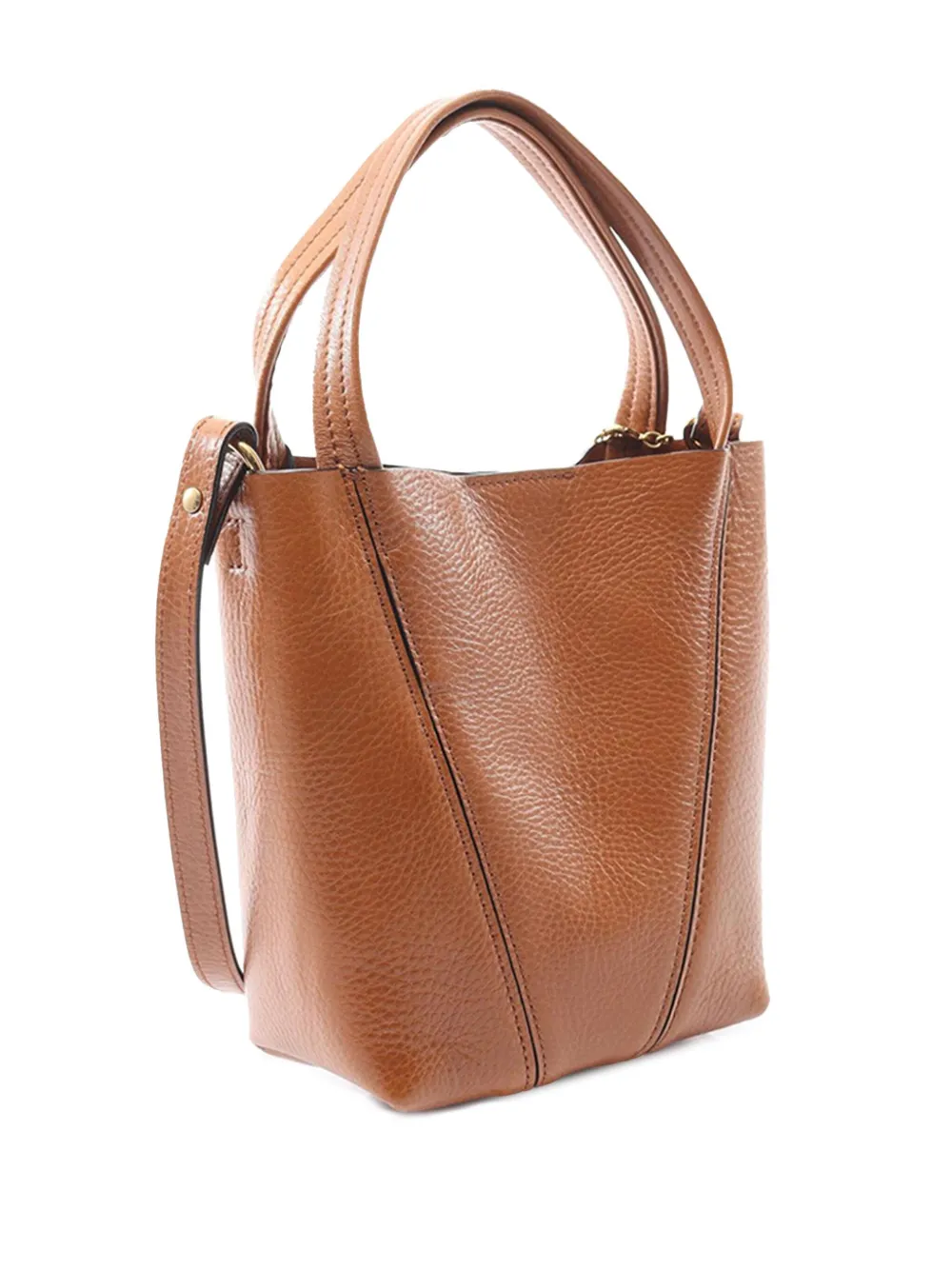 Pre-owned Chloé 2010-2025 Small Grained Calfskin Spin Satchel In Brown