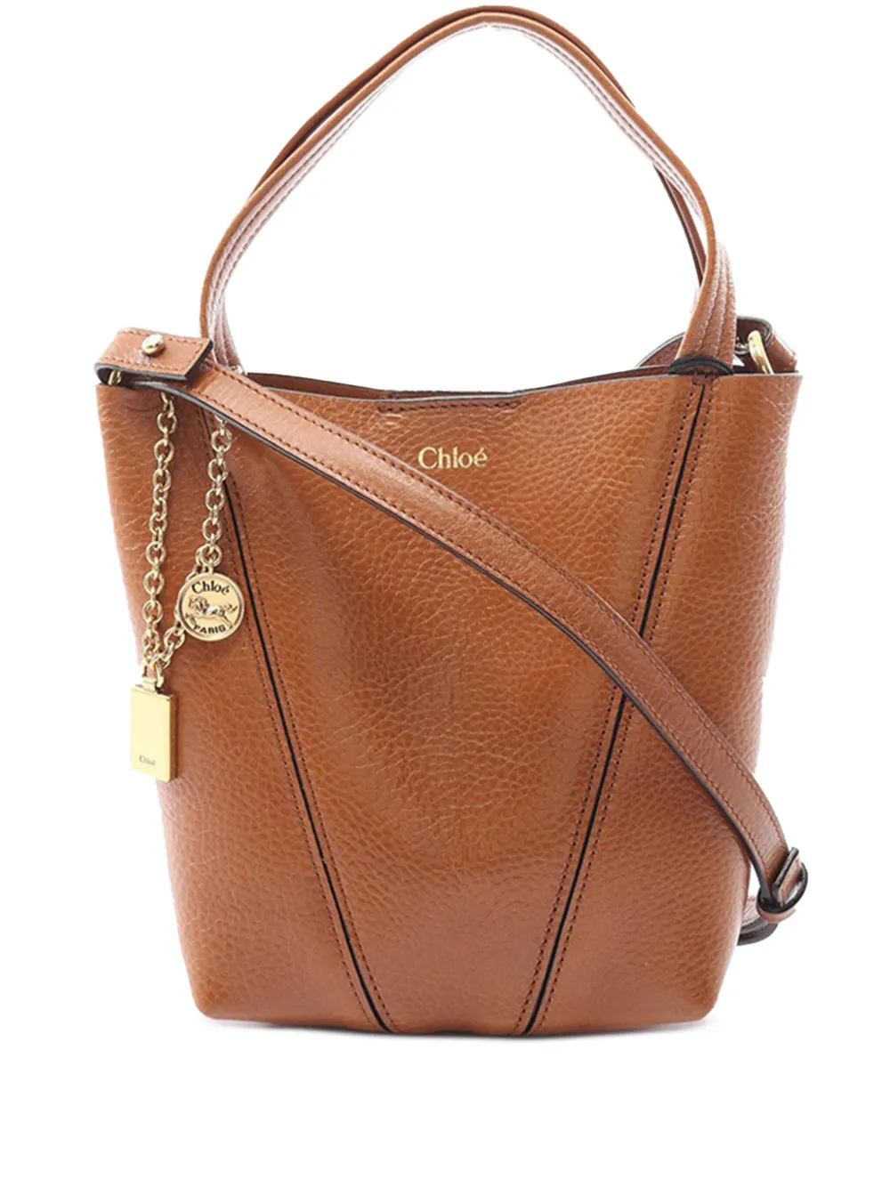 Pre-owned Chloé 2010-2025 Small Grained Calfskin Spin Satchel In Brown