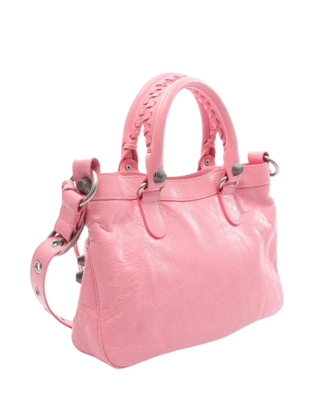 Pre-owned Balenciaga 2010-2025 Medium Lambskin Motocross Neo Cagole Satchel In Pink