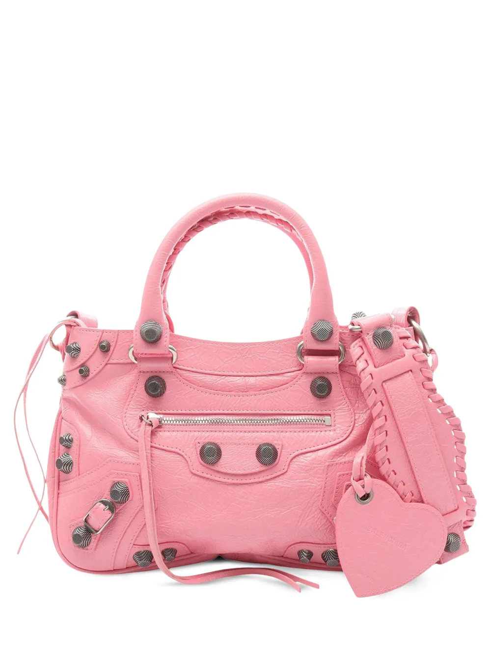 Pre-owned Balenciaga 2010-2025 Medium Lambskin Motocross Neo Cagole Satchel In Pink