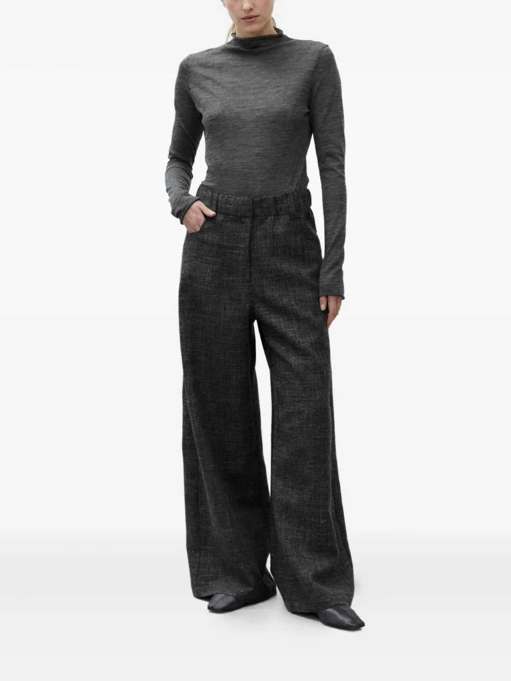Alysi Broek met elastische tailleband - Grijs