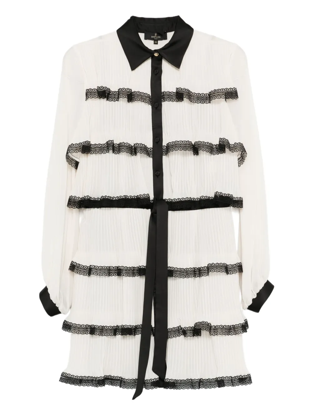 Babylone Paris lace tiered dress - Bianco