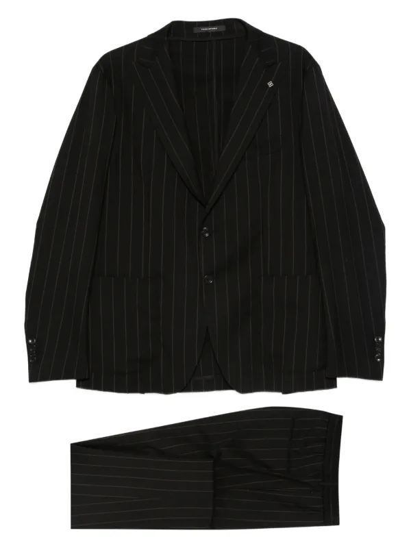 新品 TAGLIATORE ジャガードストライプ スーツ 50 Tagliatore ストライプ スーツ | ブラック | FARFETCH JP