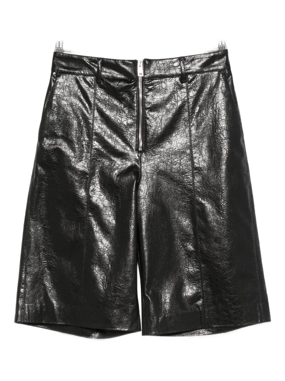Msgm Zip-detail Leather Shorts In Black