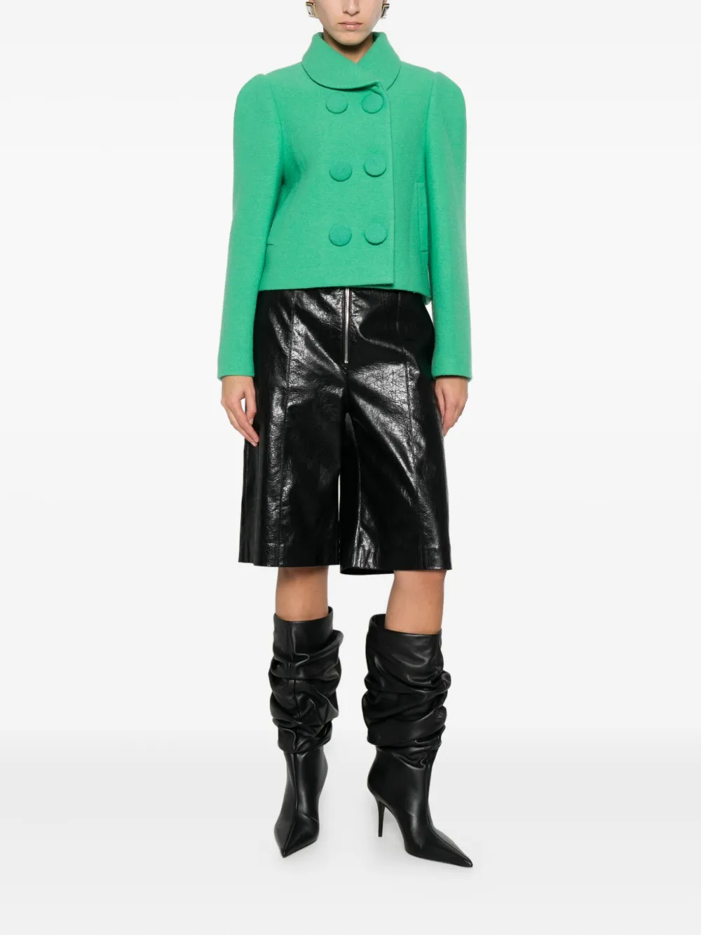 Msgm Zip-detail Leather Shorts In Black