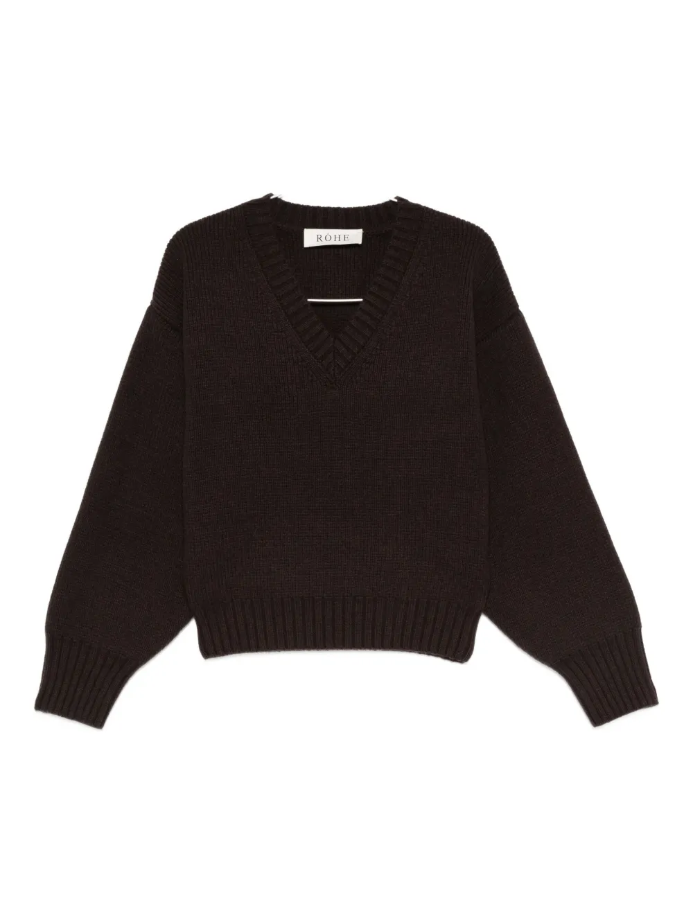 Róhe V-neck ribbed-knit jumper - ブラウン Róhe V-neck ribbed-knit jumper - ブラウン