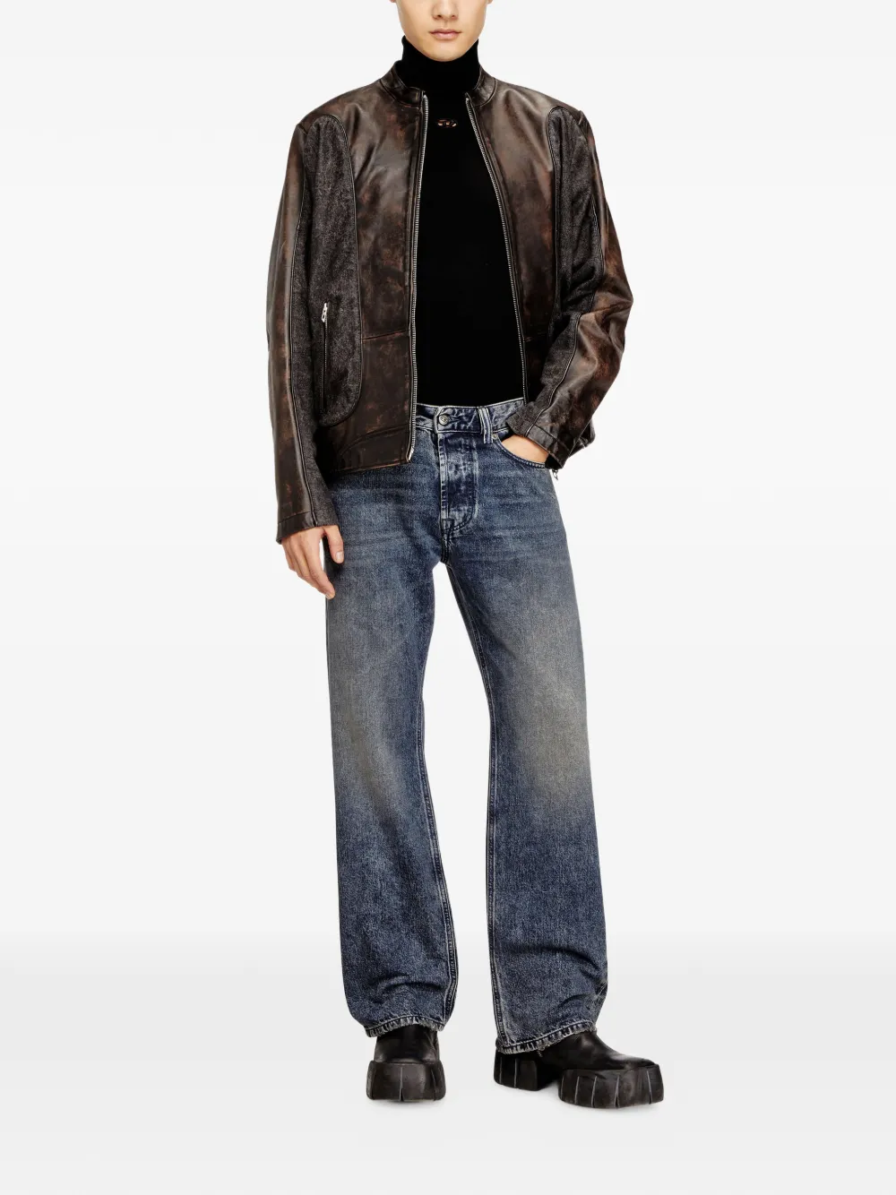 Diesel L-Krill-Dnm panelled leather jacket | Leather Jackets | Image 2