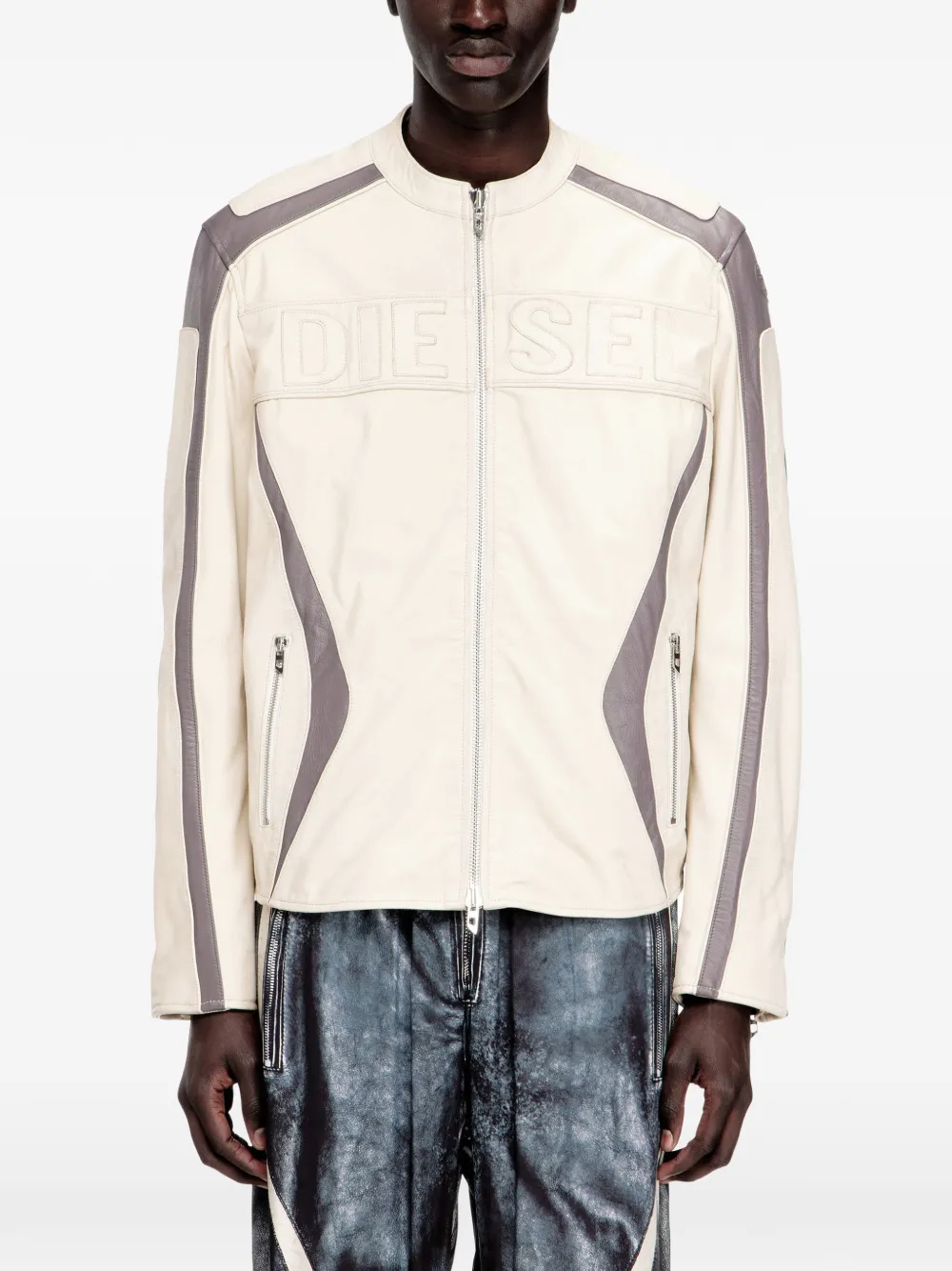  Diesel L-adam Leather Jacket - Neutrals 
