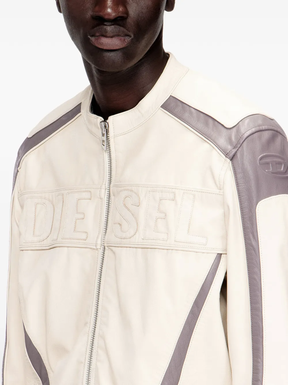 Diesel L-Adam Leather Jacket | Neutrals | FARFETCH ZA