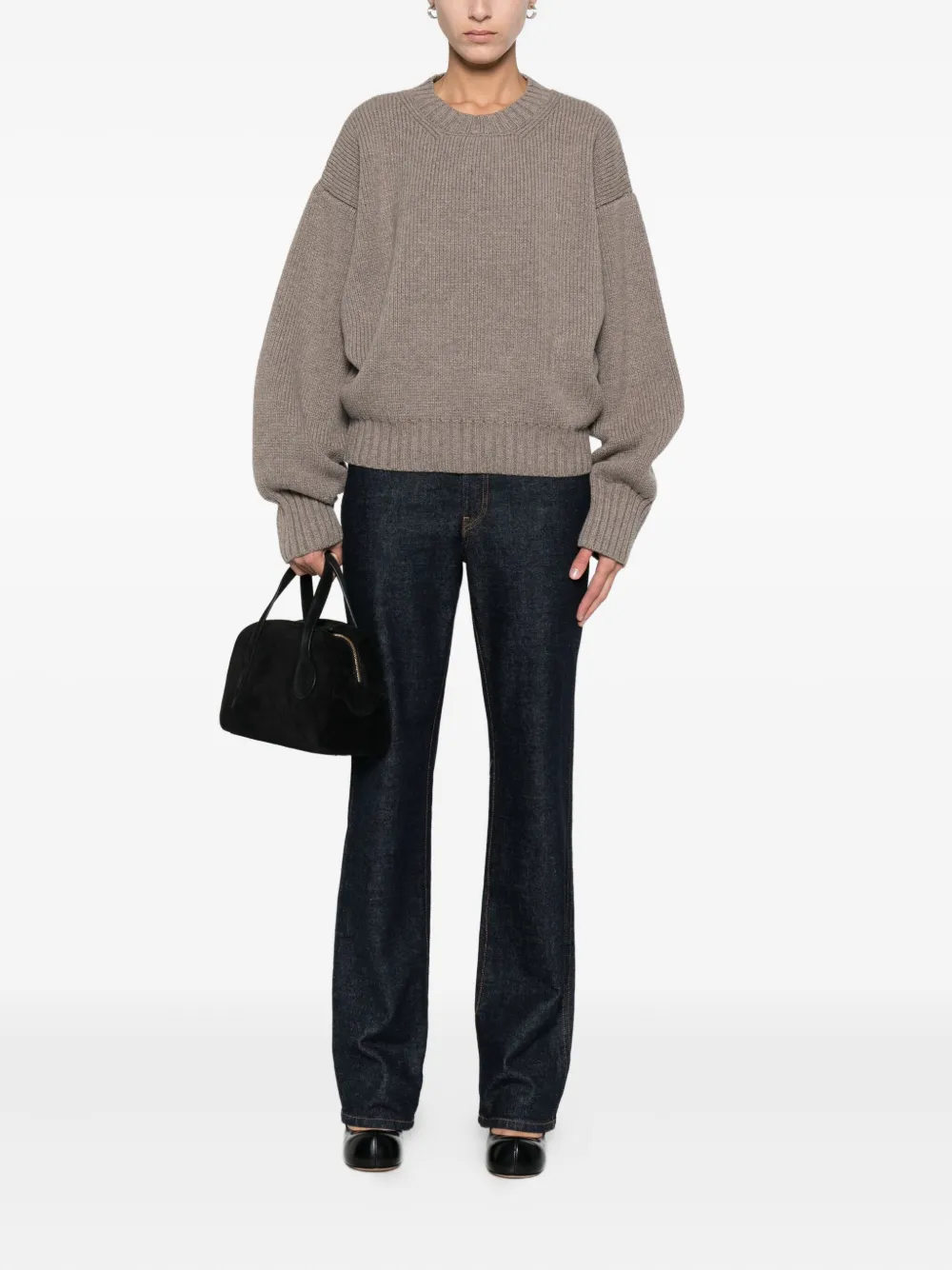 Rohe Drop-shoulder Ribbed-knit Jumper In Gray