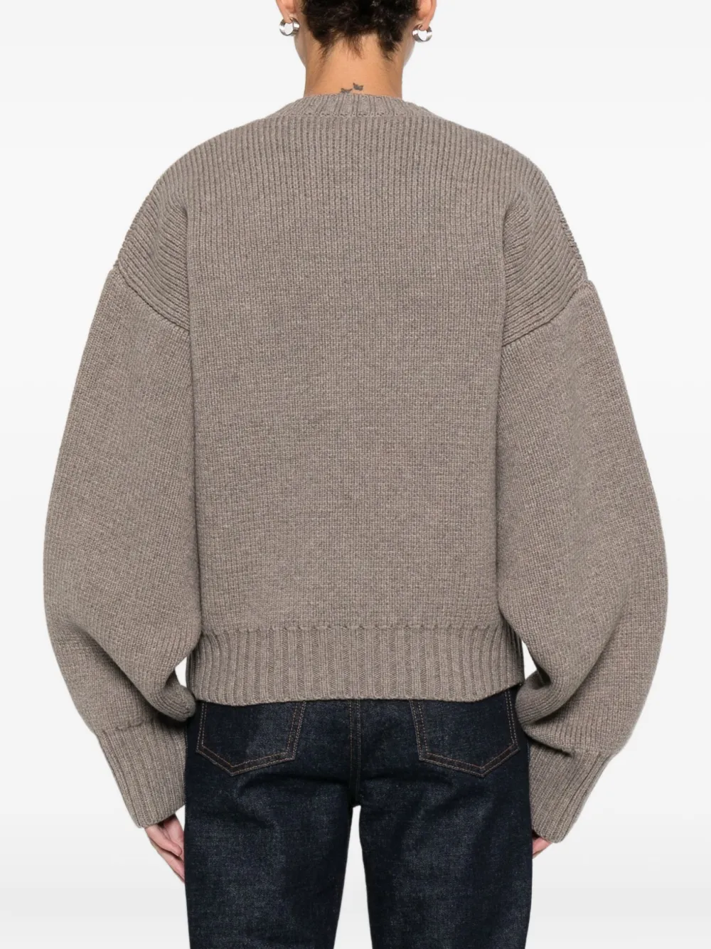 Rohe Drop-shoulder Ribbed-knit Jumper In Gray