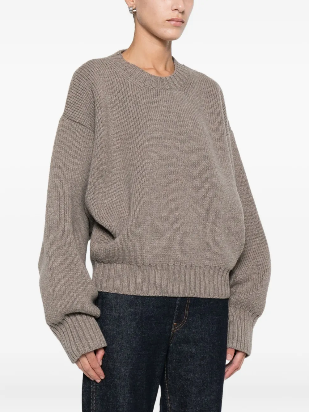 Rohe Drop-shoulder Ribbed-knit Jumper In Gray