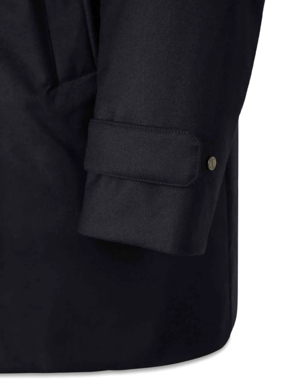 Moorer High-collar Long Cashmere Coat In Blue