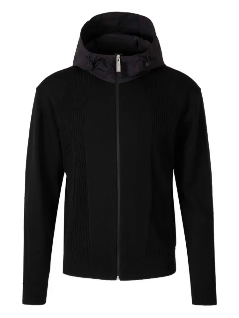 Laminar ribbed hooded knit knitwear