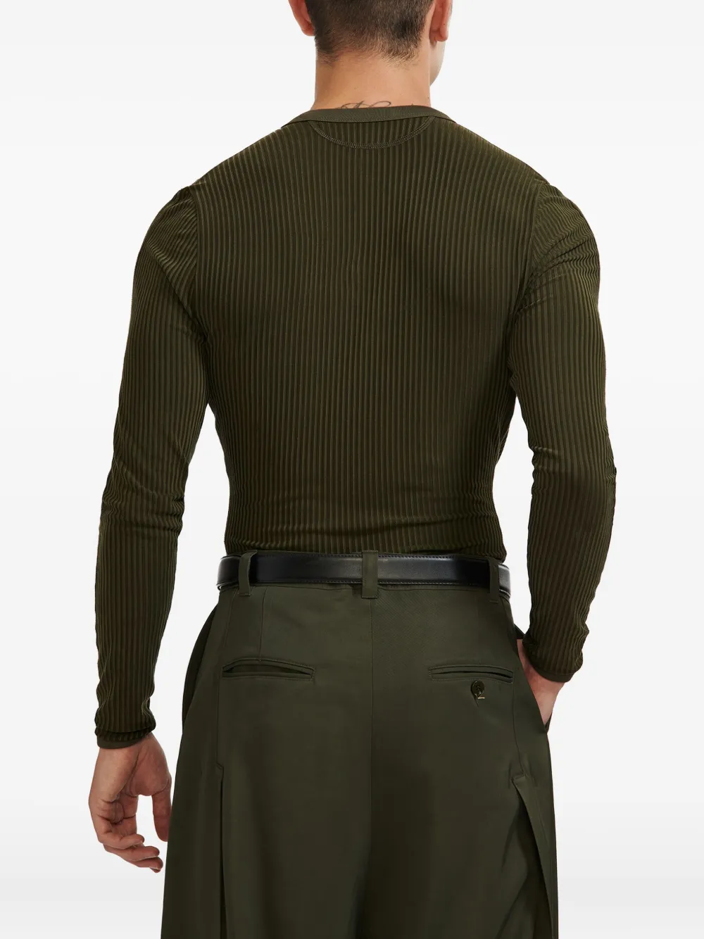 Lgn Louis Gabriel Nouchi Buttoned Long-sleeved T-shirt In Green