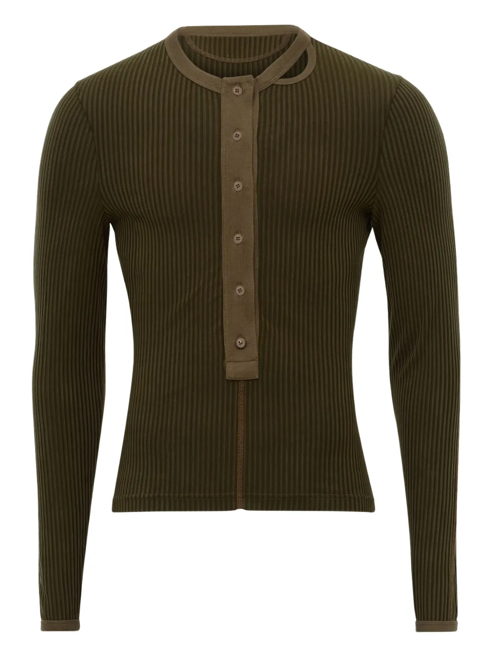 Lgn Louis Gabriel Nouchi Buttoned Long-sleeved T-shirt In Green
