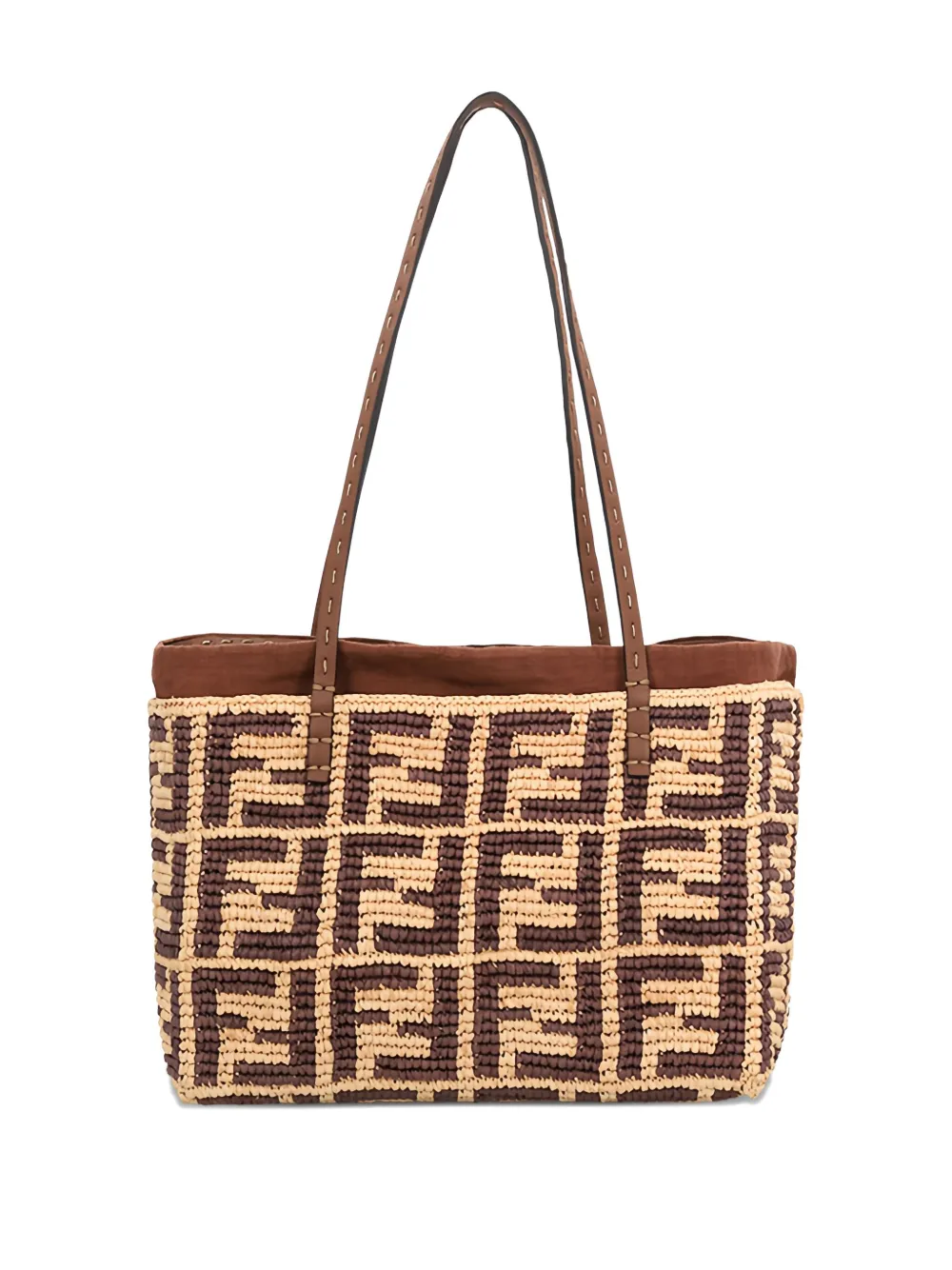 Fendi Small Logo Tote Bag In Brown