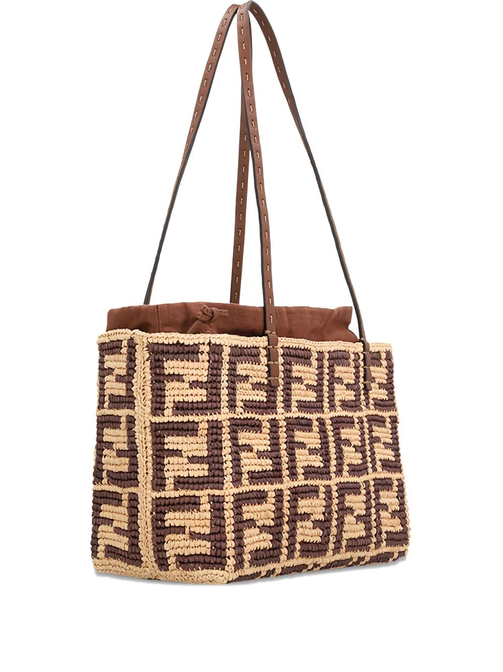 Fendi Small Logo Tote Bag In Brown