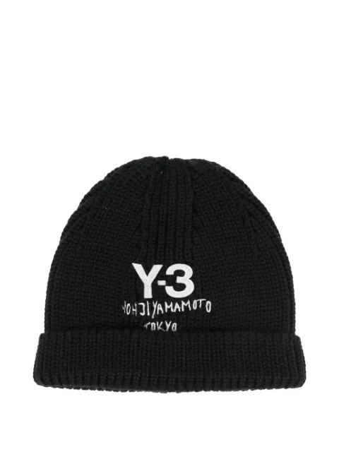 Y-3 embroidered-logo beanie hat