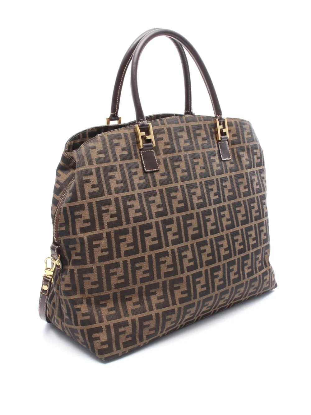 Pre-owned Fendi 2000-2010 Zucca Canvas Satchel In Brown