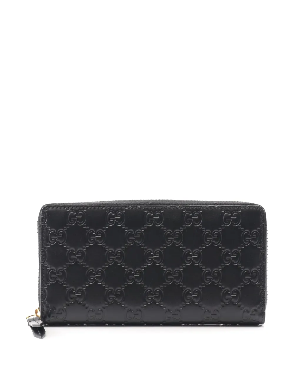 Pre-owned Gucci 2016-2025 Sima Imprint Zip Around Wallet Long Wallets In Black