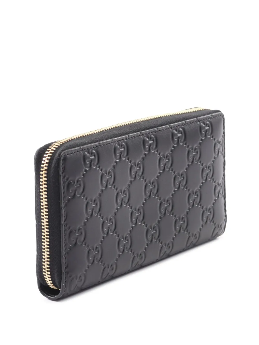 Pre-owned Gucci 2016-2025 Sima Imprint Zip Around Wallet Long Wallets In Black